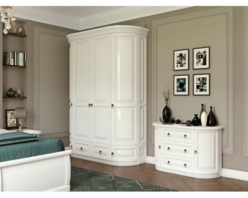 Комод Омега (3 ящика+2 дверцы) белый