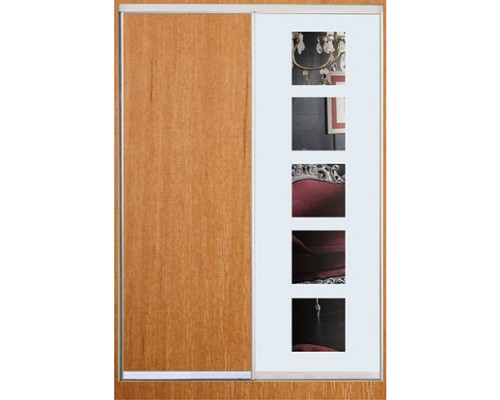 Шкаф-купе Класик 2-х дверный ДСП / Зеркало с рисунком пескоструй