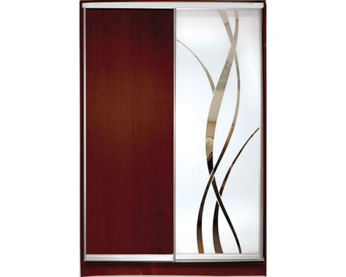 Шкаф-купе Стандарт 2-х дверный  ДСП/ Зеркало с рисунком пескоструй