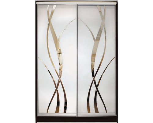 Шкаф-купе Класик 2-х дверный Зеркало с рисунком пескоструй