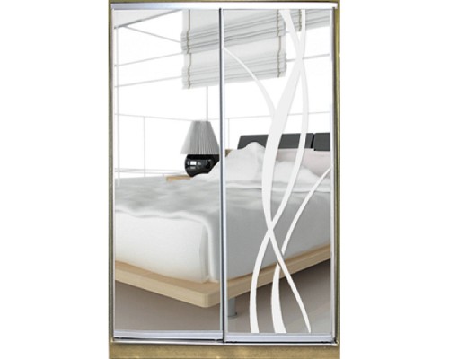 Шкаф-купе Класик 2-х дверный Зеркало / Зеркало с рисунком пескоструй